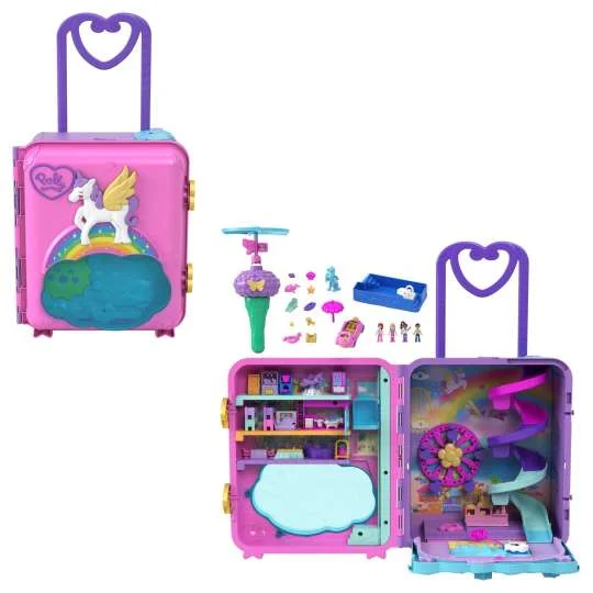 Gender-inclusive role-playing dollhouse for diverse play-Polly Pocket Dolls Pollyville Resort Roll Away Playset