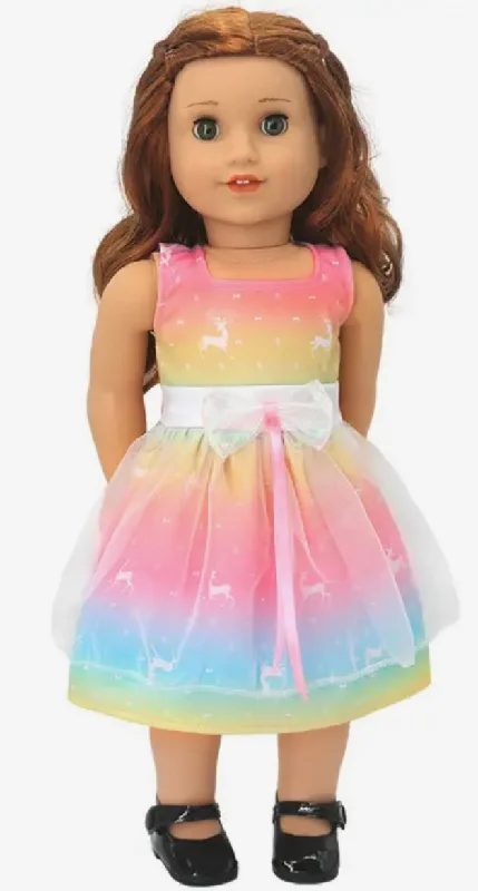 Compact role-playing dollhouse for small spaces-Pretty Rainbow Dress Made to Fit Popular 18 Inch Dolls