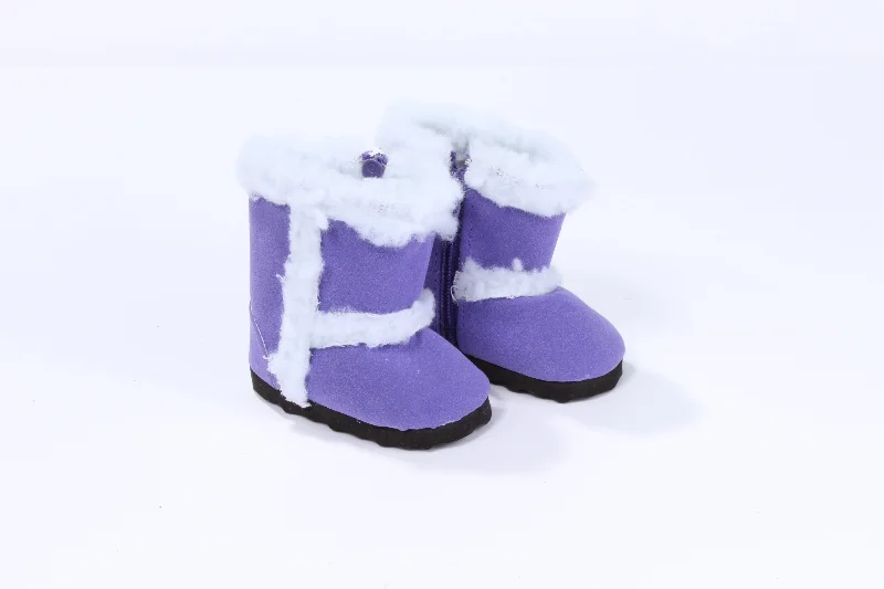 Role-playing dollhouse with nursery or baby room setup-Purple Suede Boots with Sherpa Lining