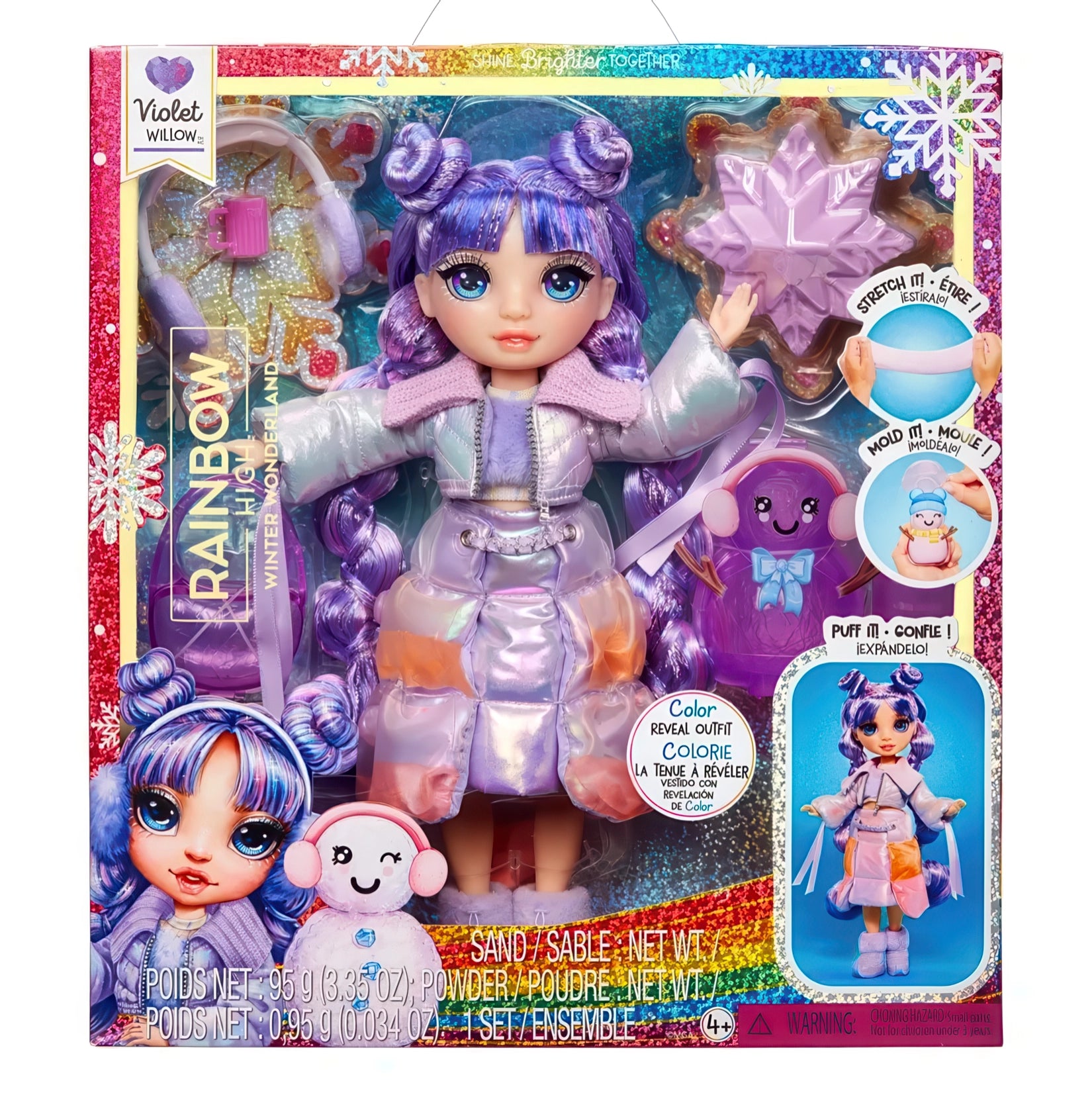 Doll house with a rooftop terrace for added fun-Rainbow High: Winter Wonderland Purple Fashion Doll 27 cm