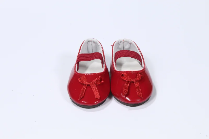 Gender-inclusive role-playing dollhouse for diverse play-Ruby Red Slippers with Elastic Strap and Bow