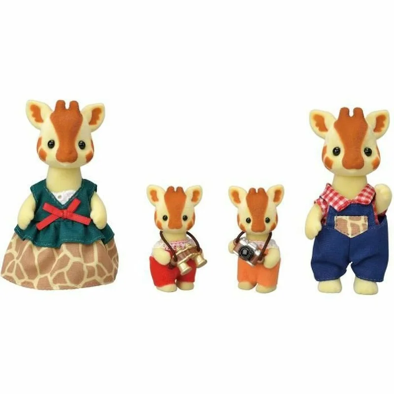 Eco-friendly wooden role-playing dollhouse with non-toxic paint-Set of Dolls Sylvanian Families The Giraffe Family