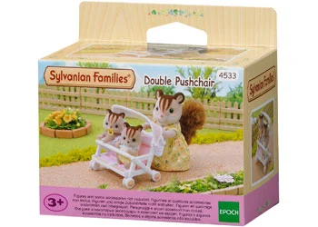 Role-playing dollhouse with eco-friendly materials-SYLVANIAN FAMILIES - DOUBLE PUSHCHAIR