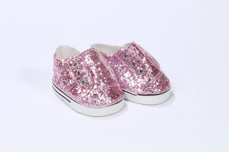 Colorful wooden role-playing dollhouse for vibrant fun-Sparkly Pink No-Tie Sneakers