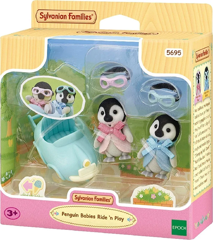 Role-playing dollhouse with dolls and play furniture-SYLVANIAN FAMILIES - PENGUIN BABIES RIDE 'N PLAY