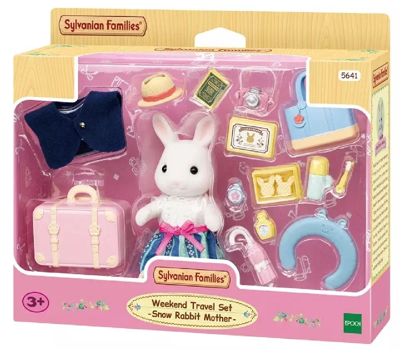 Traditional role-playing dollhouse with classic design-SYLVANIAN FAMILIES - WEEKEND TRAVEL SET SNOW RABBIT MOTHER