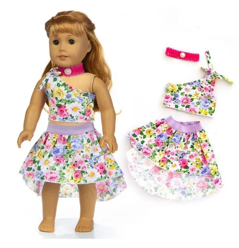 Cute role-playing dollhouse for toddlers-Three-Piece Summer Skirt Set Made to Fit Popular 18 Inch Dolls