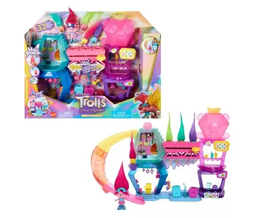 3-story role-playing dollhouse for extended play-TROLLS BAND TOGETHER - MOUNT RAGEOUS 32 PIECE PLAYSET