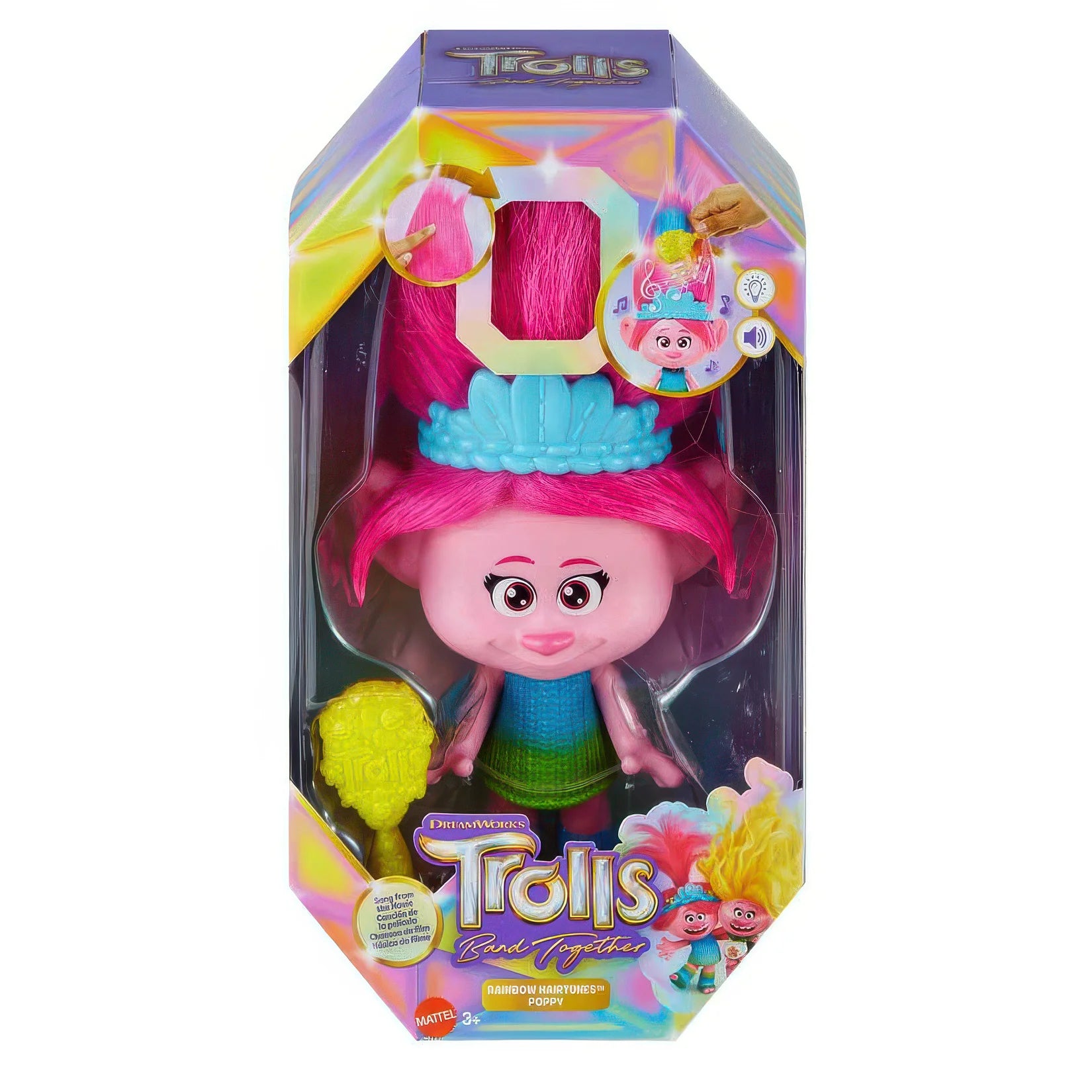 Role-playing dollhouse with educational features-Trolls Rainbow Hair Sisters Interactive Poppy Doll