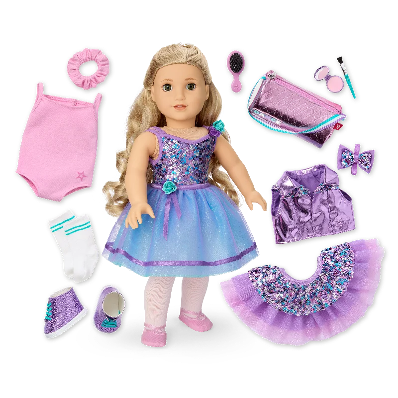 Doll house with a rooftop terrace for added fun-Truly Me™ #125 18-inch Doll & Practice-to-Performance Dance Set