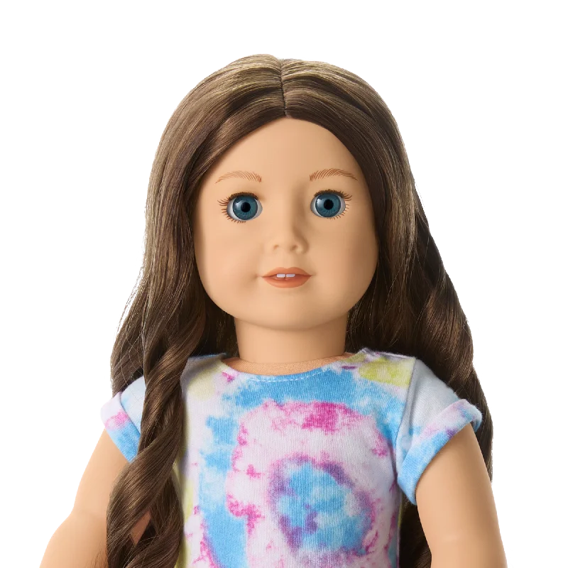 Doll house with Christmas decorations for holiday play-Truly Me™ 18-inch Doll #126 with long wavy brown hair