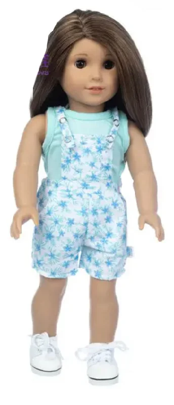 Multi-level role-playing dollhouse for added fun-Two-Piece Pastel Overalls and Tank Top Set Made to fit Popular 18 Inch Dolls