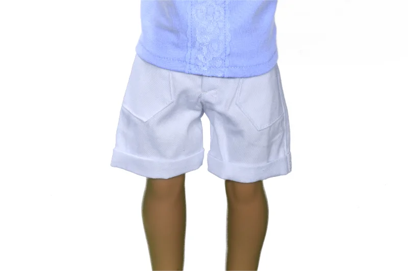 High-quality role-playing dollhouse for long-lasting fun-White Denim Rolled Shorts