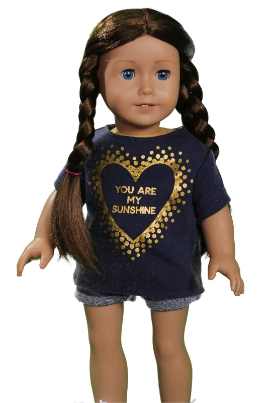 Retro-style role-playing dollhouse for nostalgic play-You Are My Sunshine Navy Tee