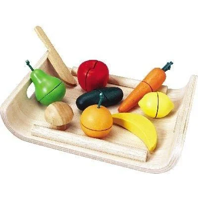 Toy playing characters with built-in accessories-Assorted Fruit & Vegetables