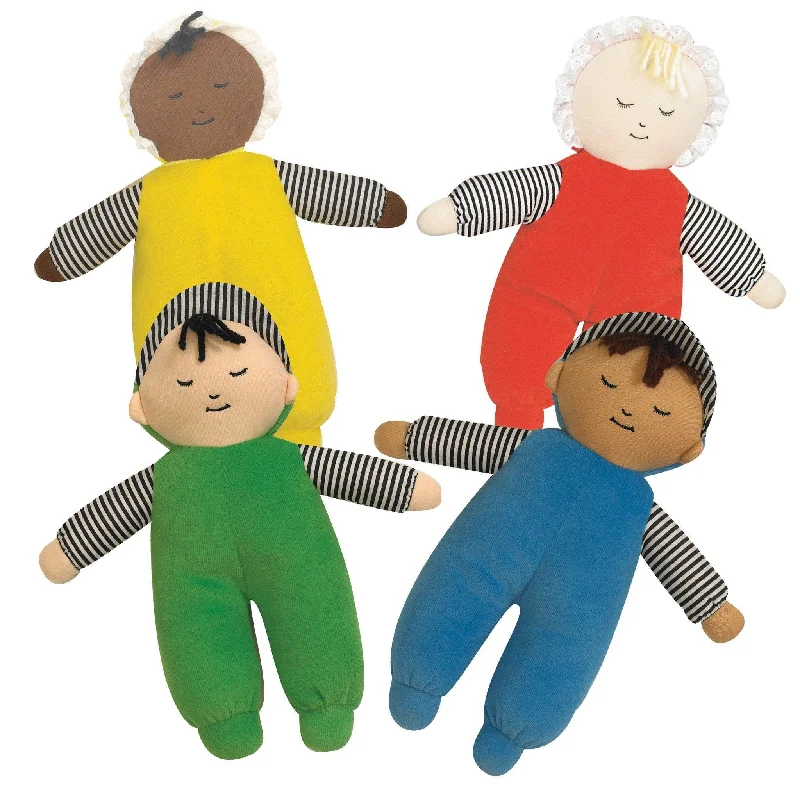 Doll playing characters with interchangeable outfits-Baby's First Dolls - Set of 4