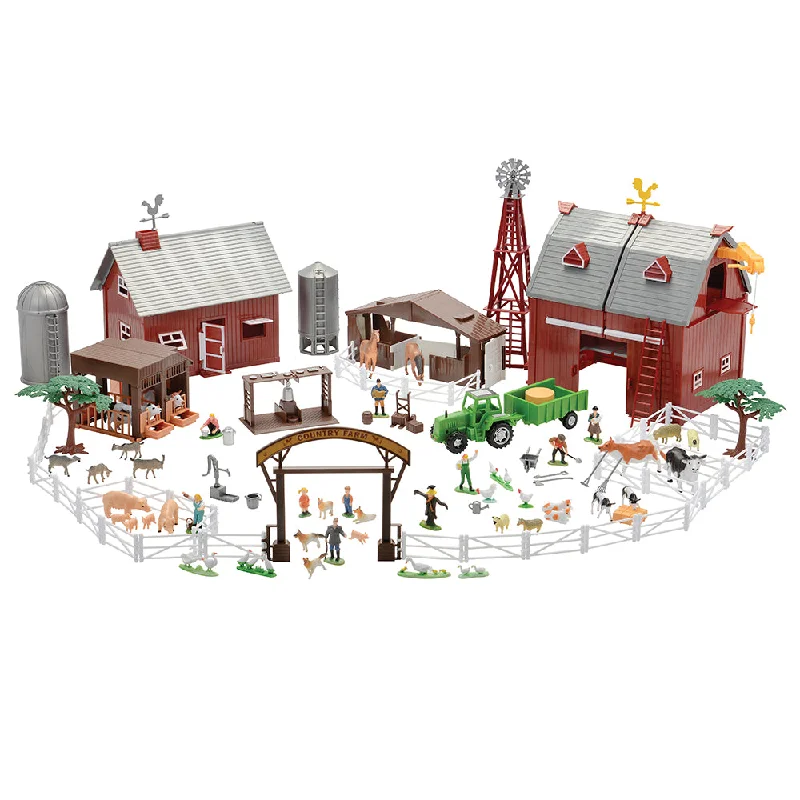 Historical playing characters for educational role play-Deluxe 100-Piece Barnyard Playset