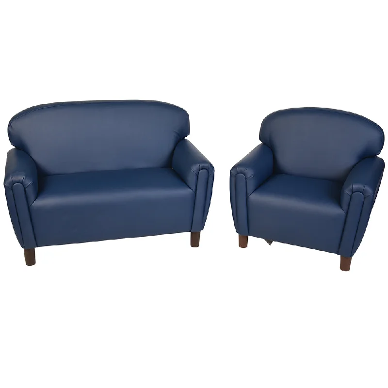 Interactive educational playing characters for young learners-Dramatic Seating Collection- Blue Chair & Couch Set