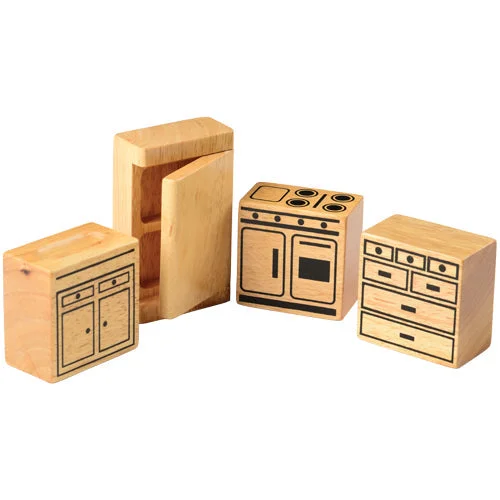 Playing characters for role play in different professions-Hardwood Doll House Furniture - Kitchen