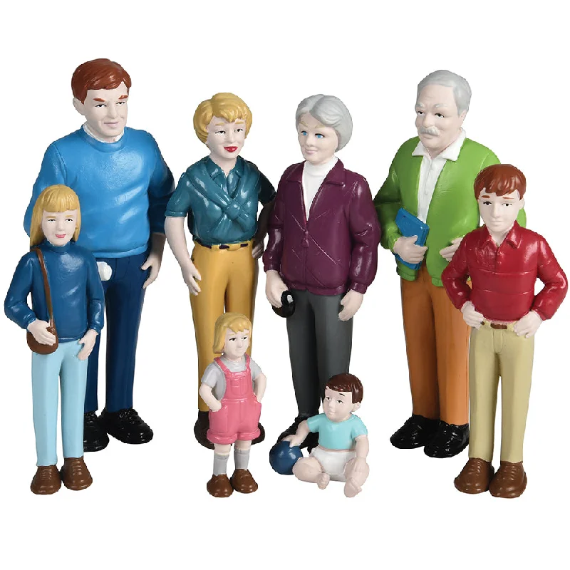 Fantasy wizard playing characters for magical adventures-Caucasian Pretend Play Vinyl Family Figurines | 8 Piece Set