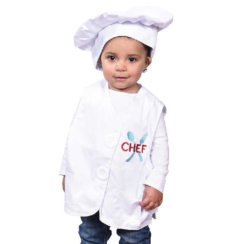 Playing characters with movable joints for flexible play-Toddler Chef Role-Play Vest & Hat | Easy Slip-On with Hook & Loop Closures