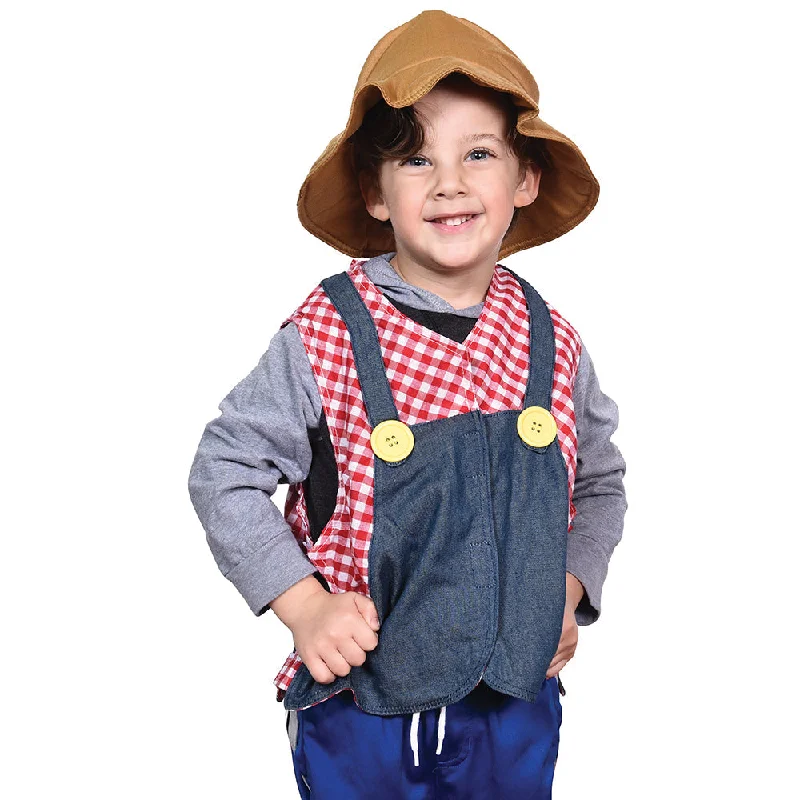 Playing characters with customizable outfits for creative expression-Toddler Farmer Role-Play Vest | Easy Slip-On with Hook & Loop Closures