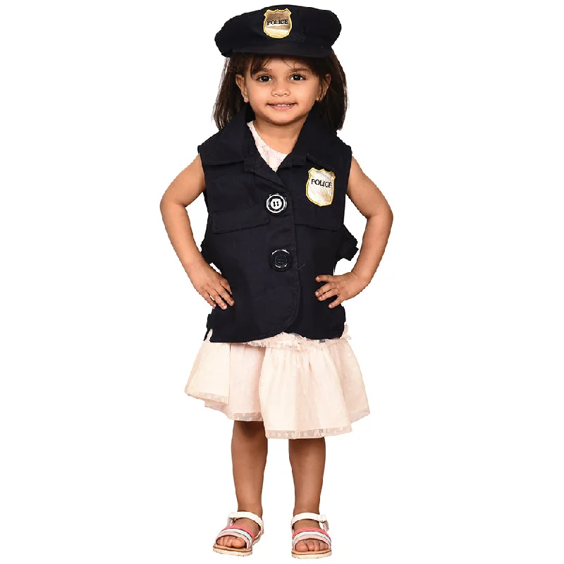 Pirate playing characters for swashbuckling adventures-Toddler Police Officer Role-Play Vest & Hat | Easy Slip-On with Hook & Loop Closures